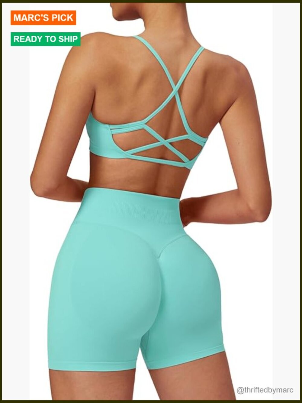 Cross Back Sports Bra High Waist Shorts 2 Piece Workout Set Tummy Control